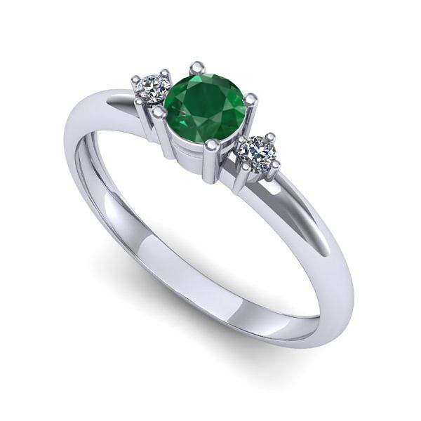 Inel logodna din aur alb cu smarald