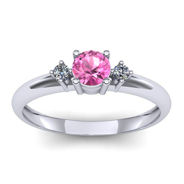 Inel logodna cu safir roz rotund