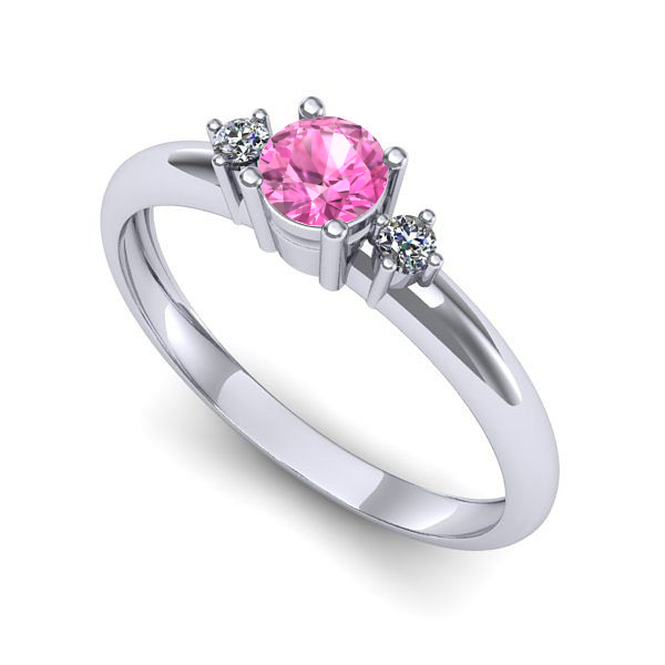 Inel logodna din aur alb cu safir roz