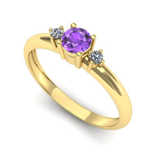 Inel de logodna din aur galben cu ametist