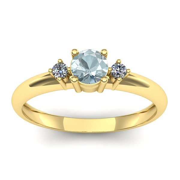 Inel logodna cu aquamarin rotund