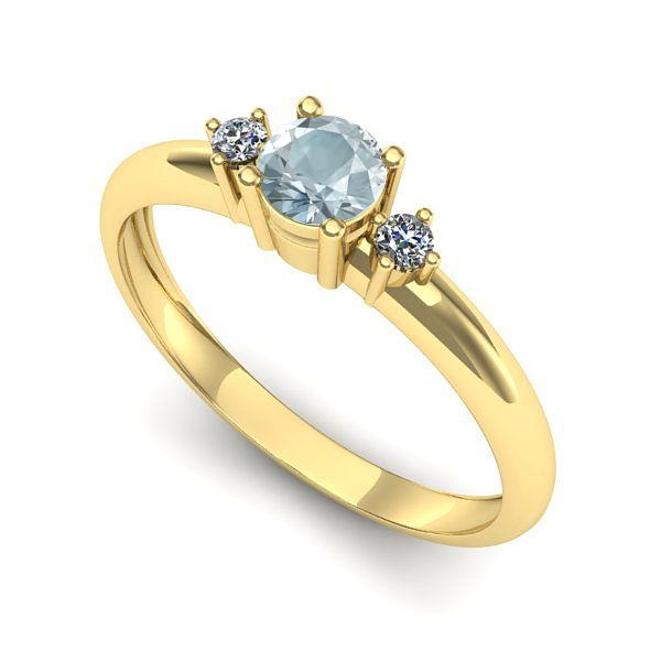 Inel de logodna din aur galben cu aquamarin
