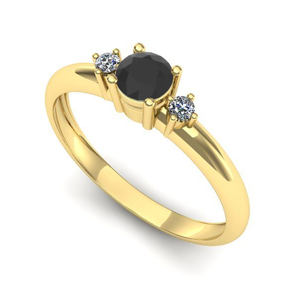 Inel din aur galben cu diamant negru