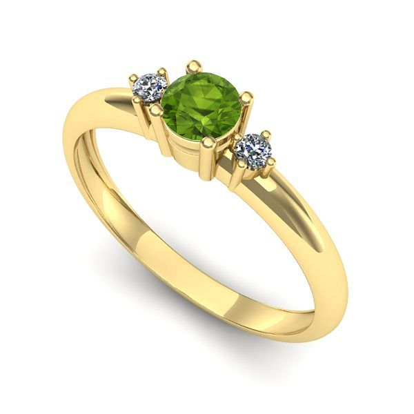 Inel logodna din aur galben cu peridot