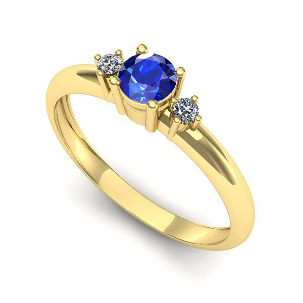 Inel logodna din aur galben cu safir