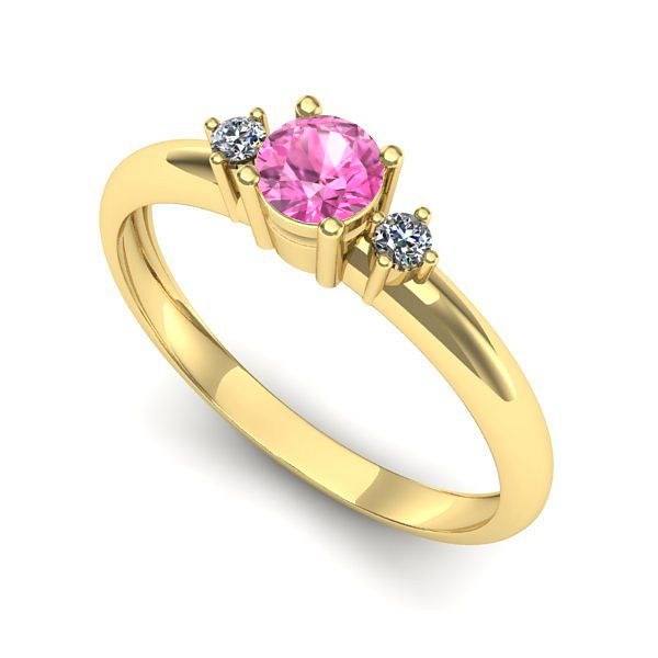 Inel din aur galben cu safir roz