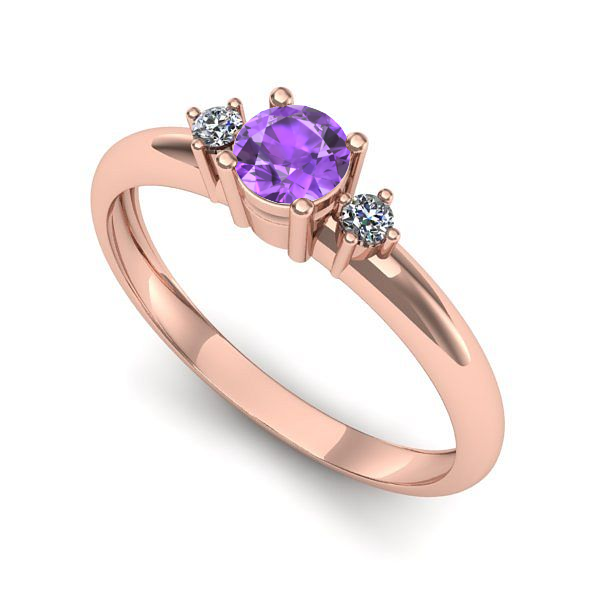 Inel logodna din aur roz cu ametist