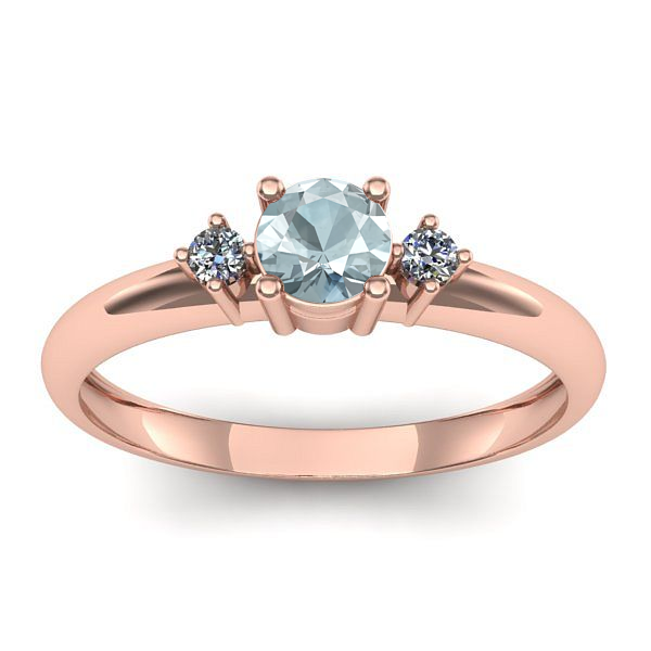 Inel cu aquamarin rotund