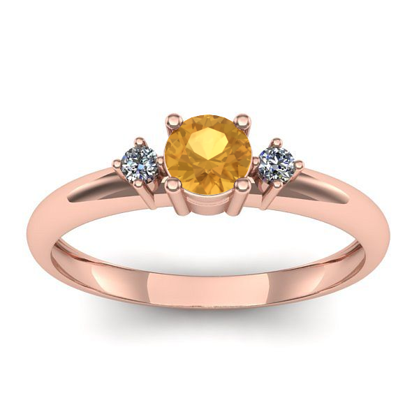 Inel cu citrin rotund