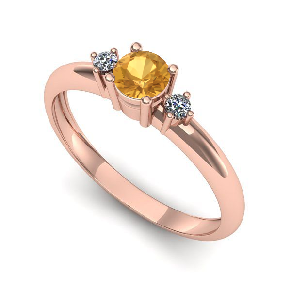 Inel logodna din aur roz cu citrin