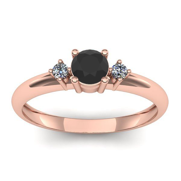 Inel cu diamant negru rotund