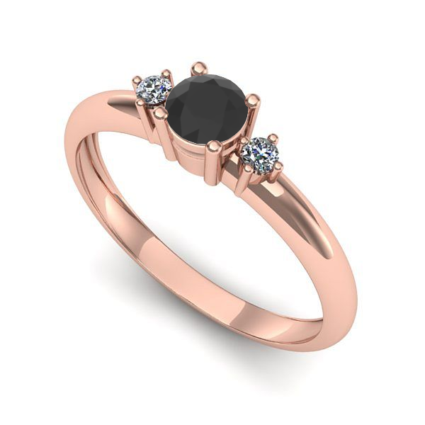 Inel din aur roz cu diamant negru