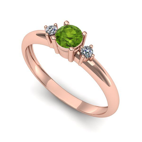 Inel logodna din aur roz cu peridot