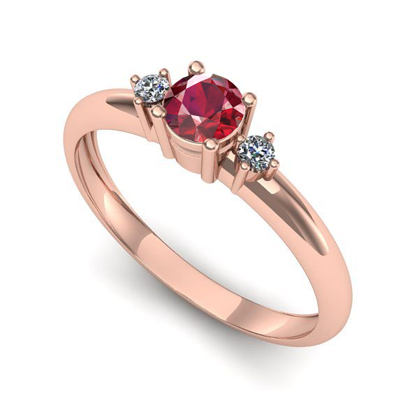 Inel din aur roz cu rubin