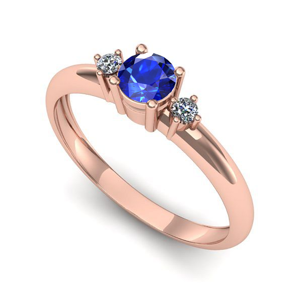 Inel de logodna din aur roz cu safir