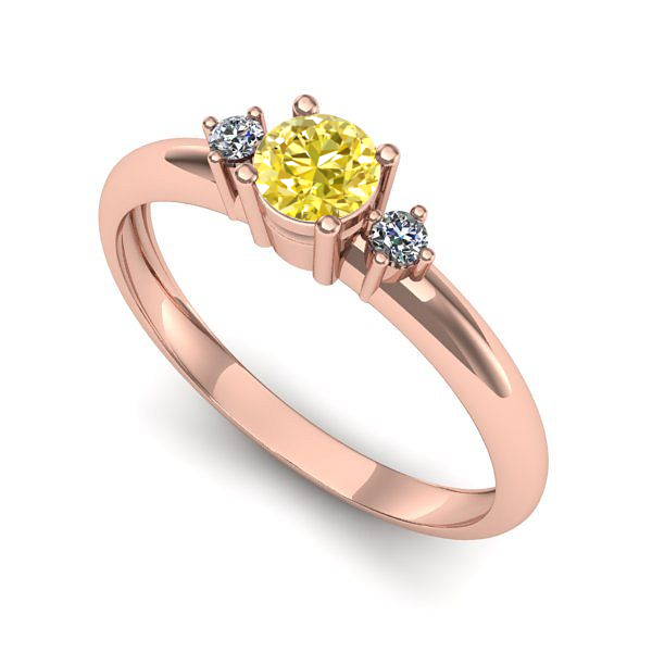 Inel logodna din aur roz cu safir galben