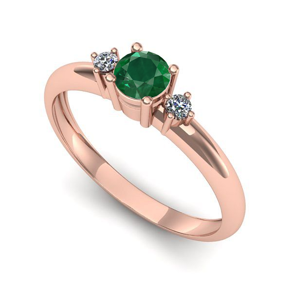 Inel logodna din aur roz cu smarald