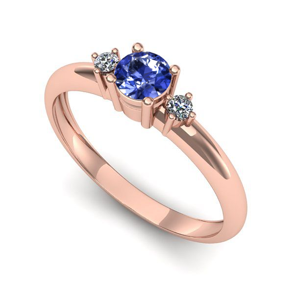 Inel de logodna din aur roz cu tanzanit