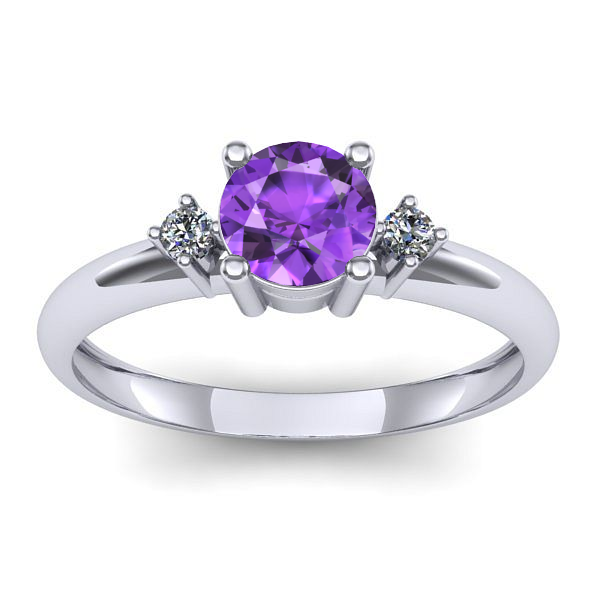Inel de logodna cu ametist rotund