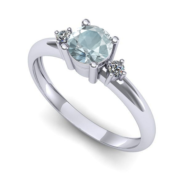 Inel logodna din aur alb cu aquamarin
