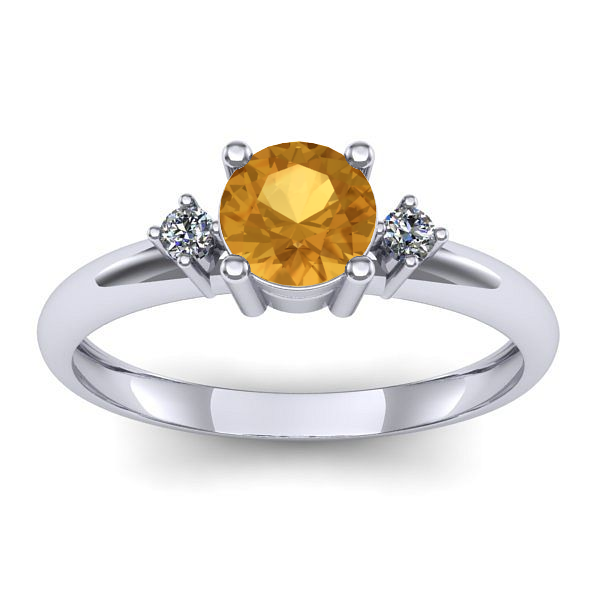 Inel logodna cu citrin rotund
