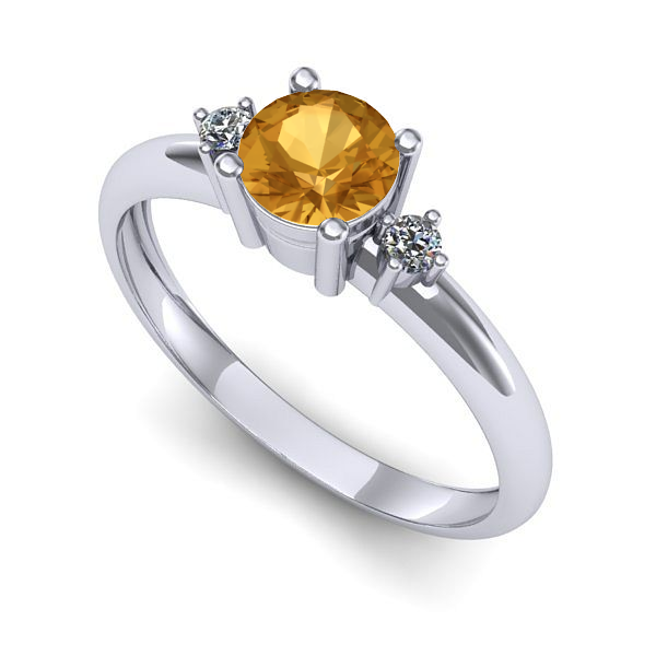 Inel logodna din aur alb cu citrin