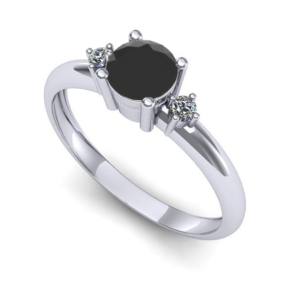 Inel de logodna din aur alb cu diamant negru