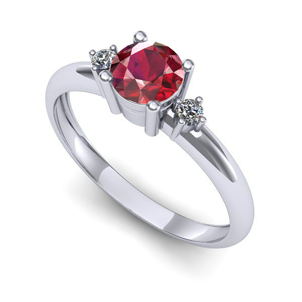 Inel din aur alb cu rubin