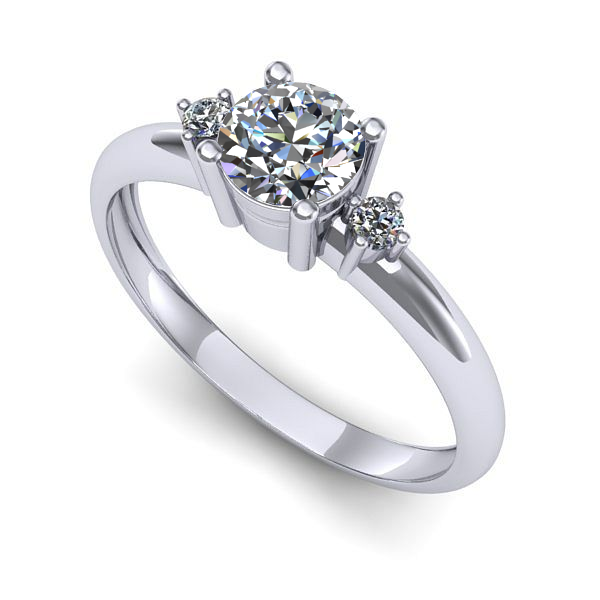 Inel logodna din aur alb cu safir alb