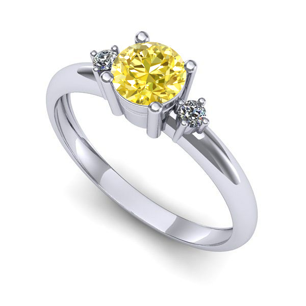 Inel din aur alb cu safir galben