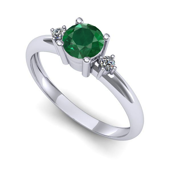 Inel din aur alb cu smarald