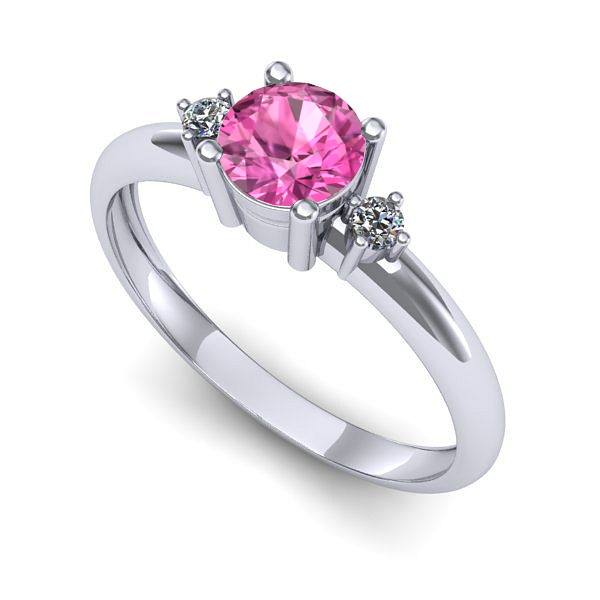 Inel din aur alb cu safir roz