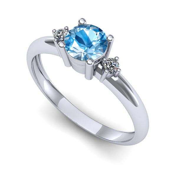 Inel logodna din aur alb cu topaz blue