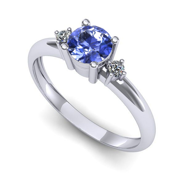 Inel logodna din aur alb cu tanzanit