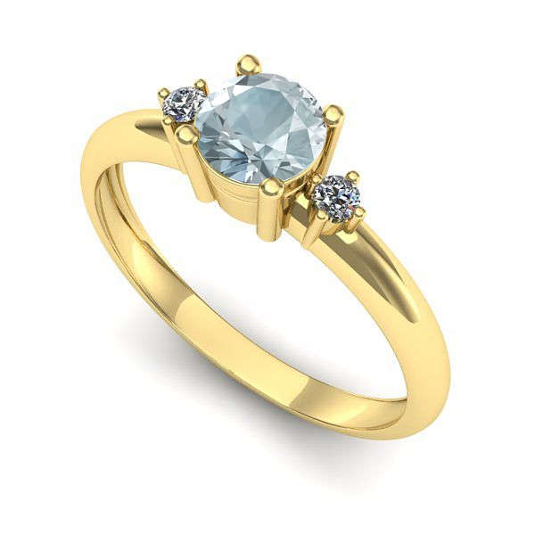 Inel logodna din aur galben cu aquamarin