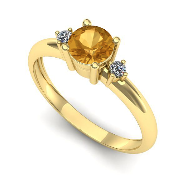 Inel logodna din aur galben cu citrin