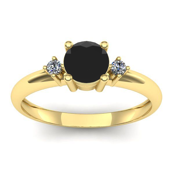 Inel cu diamant negru rotund