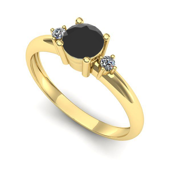 Inel de logodna din aur galben cu diamant negru