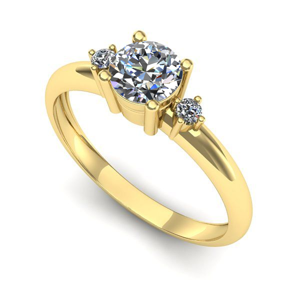 Inel logodna din aur galben cu safir alb