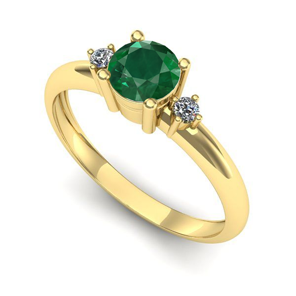 Inel de logodna din aur galben cu smarald