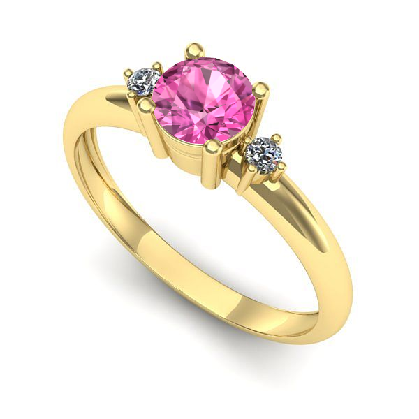 Inel din aur galben cu safir roz