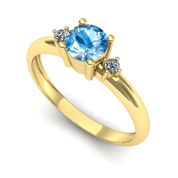 Inel de logodna din aur galben cu topaz blue