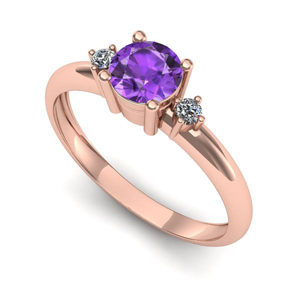 Inel de logodna din aur roz cu ametist