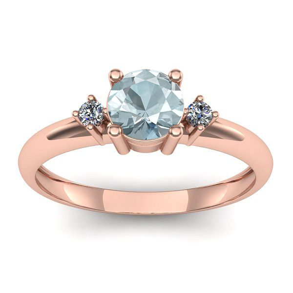 Inel de logodna cu aquamarin rotund