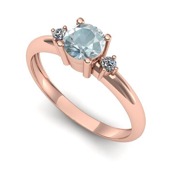Inel de logodna din aur roz cu aquamarin