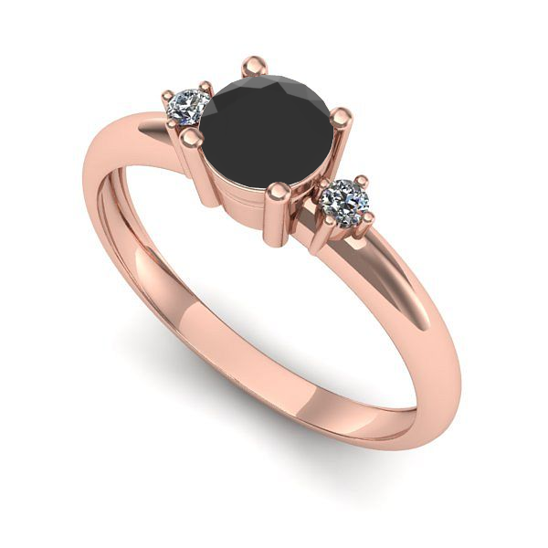 Inel din aur roz cu diamant negru