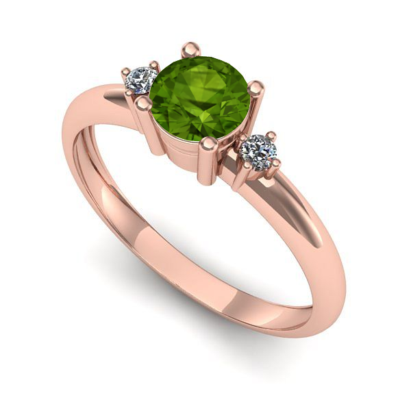 Inel din aur roz cu peridot