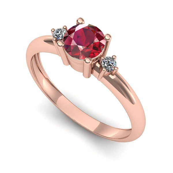 Inel din aur roz cu rubin