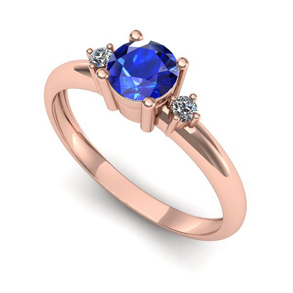 Inel de logodna din aur roz cu safir