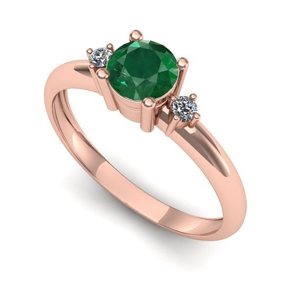 Inel logodna din aur roz cu smarald